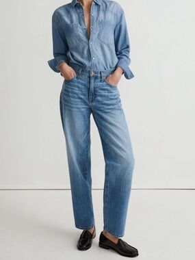 {Madewell} "The Slouchy BoyJean" Blue Relaxed Tapered Straight Jeans WJ546